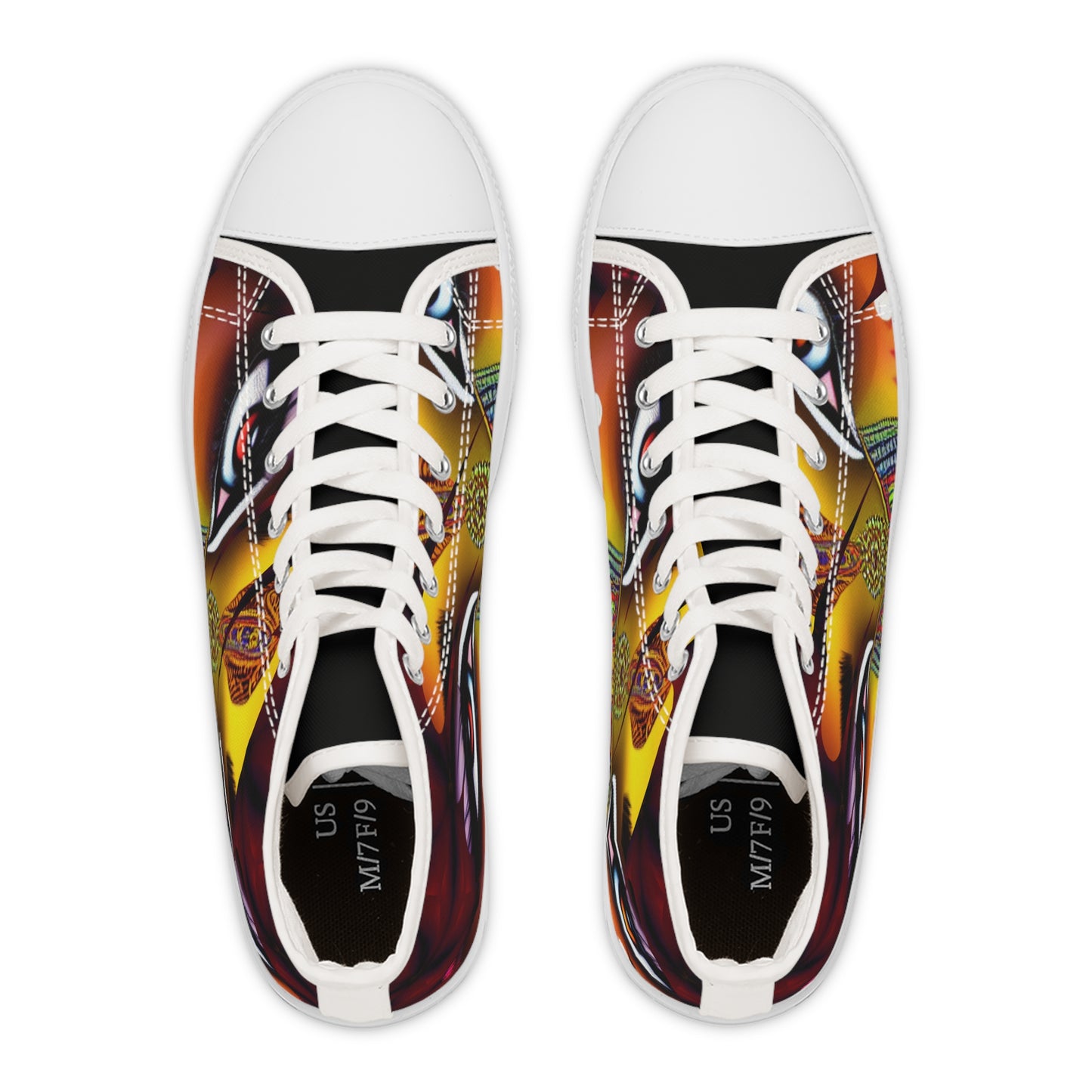 Artistic High Top Sneakers - Unique Colorful Design for Creative Souls