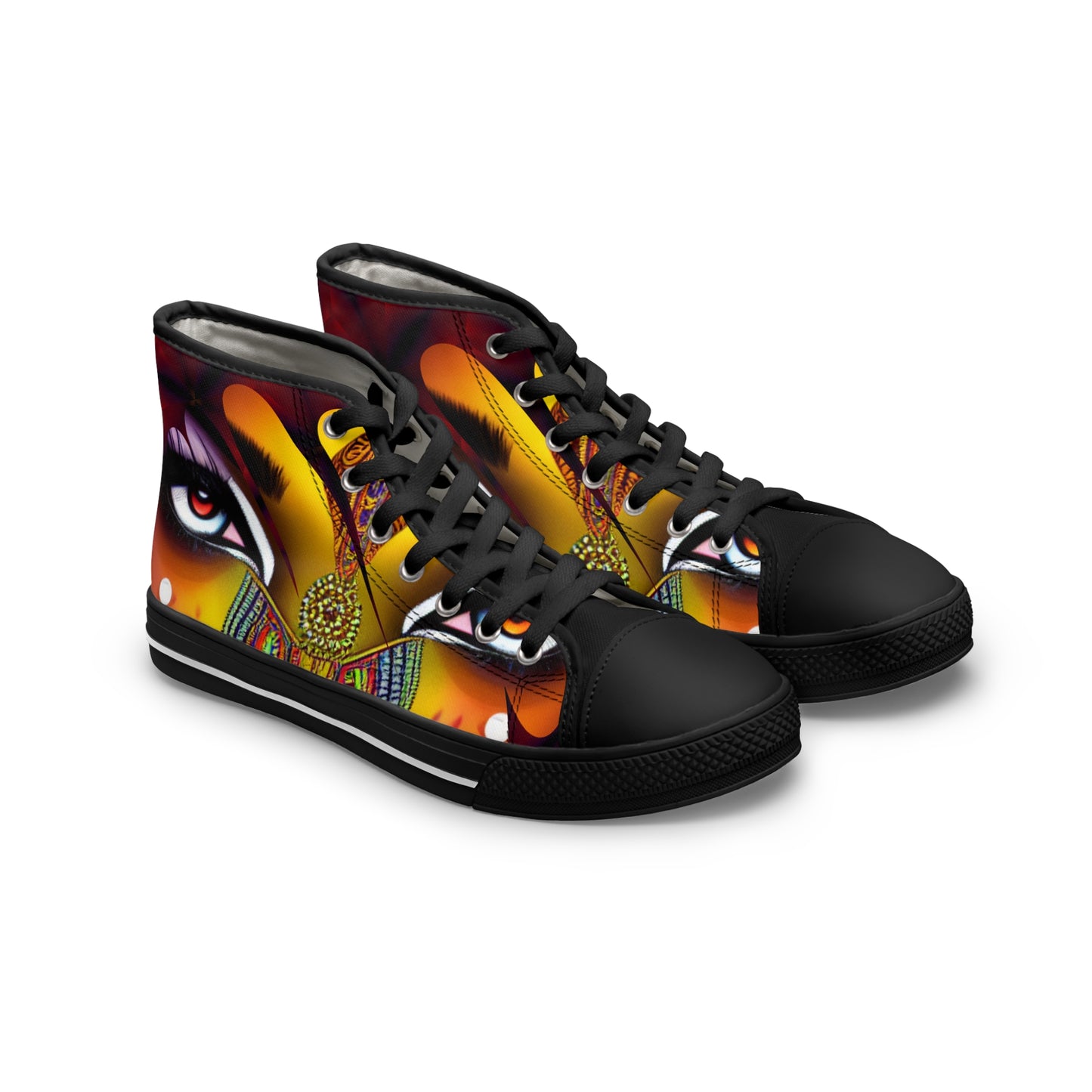 Artistic High Top Sneakers - Unique Colorful Design for Creative Souls