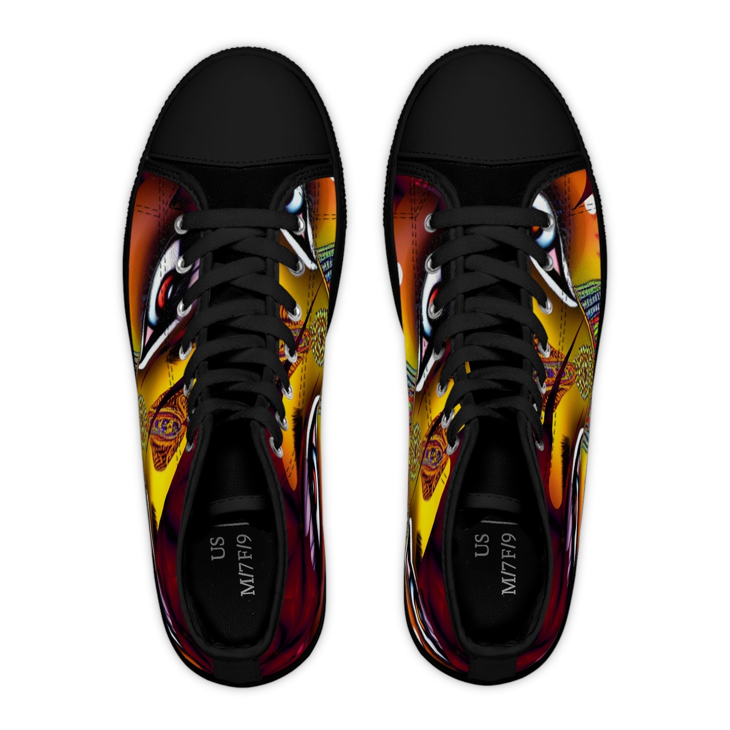 Artistic High Top Sneakers - Unique Colorful Design for Creative Souls