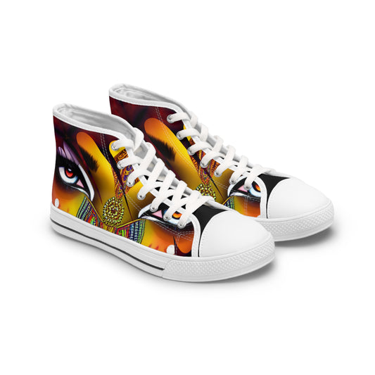 Artistic High Top Sneakers - Unique Colorful Design for Creative Souls