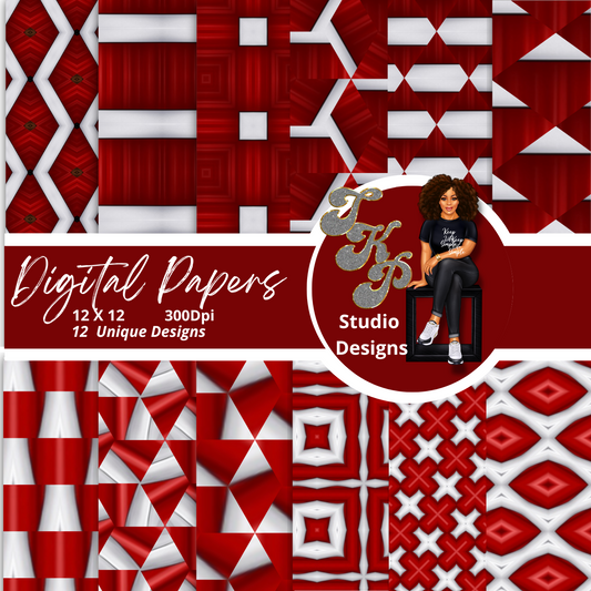 Red and White Digital Papers