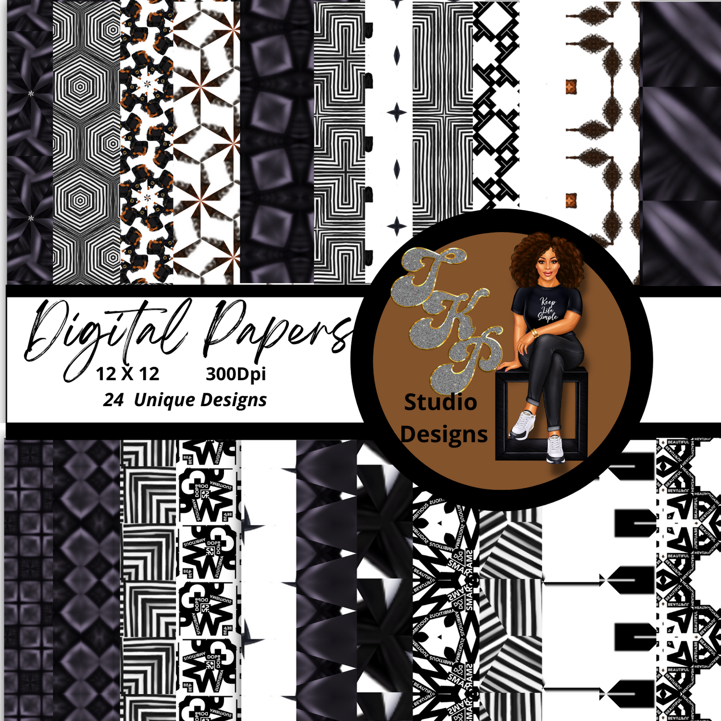 Black and White Digital Paper Mega Pack