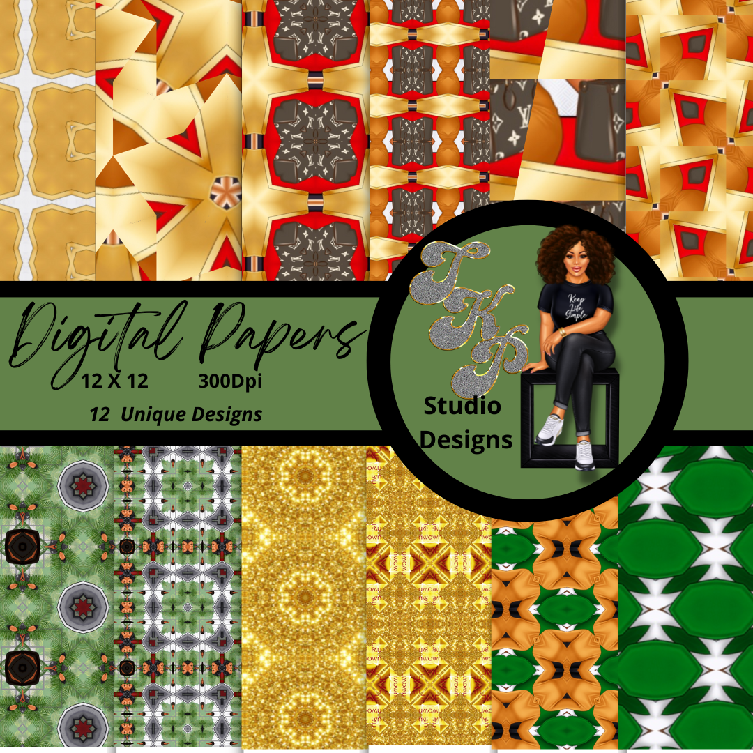 Green and Gold Digital Paper