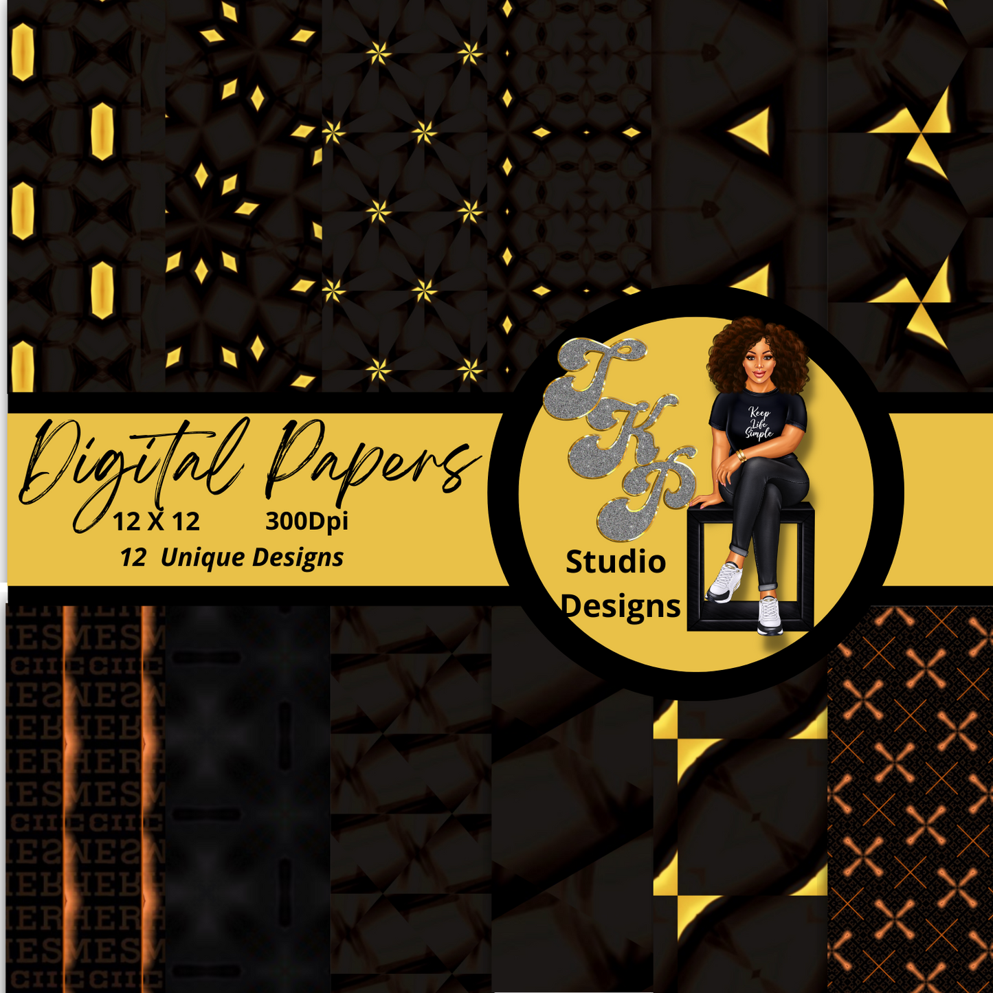 Black and Gold Digital Papers