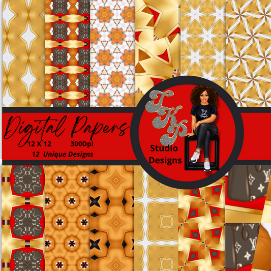 Red and Gold Digital Papers