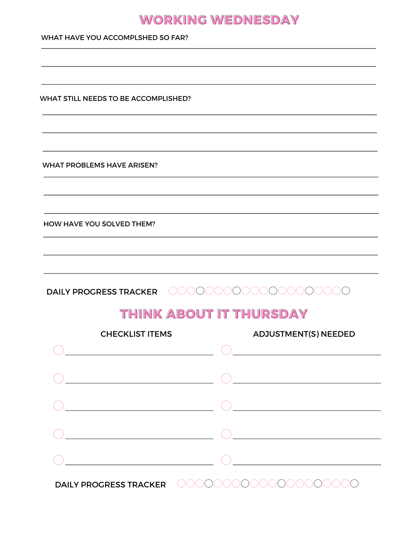 Weekly Workout Planner Pages