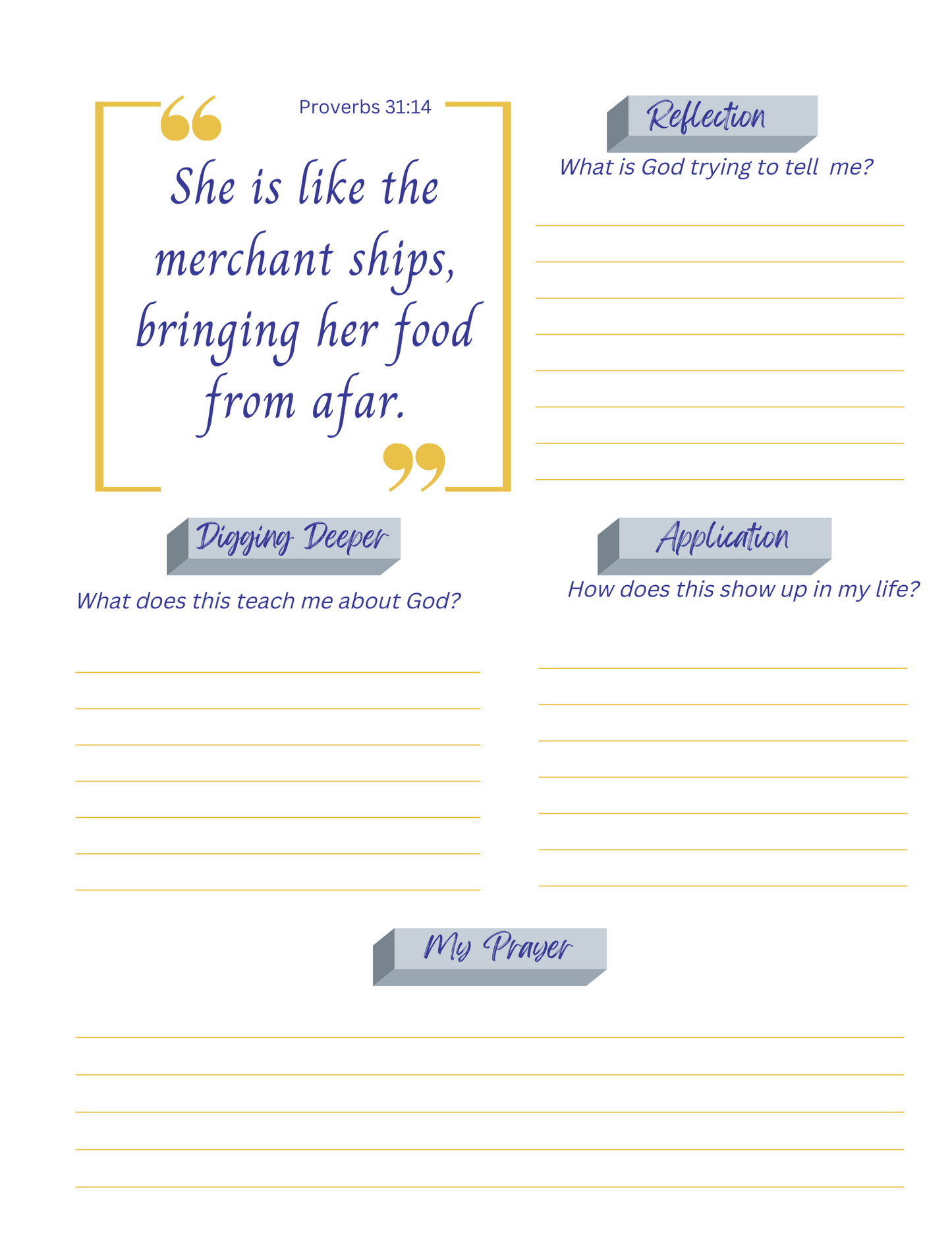 Proverbs Woman Journal - Blue and Gold