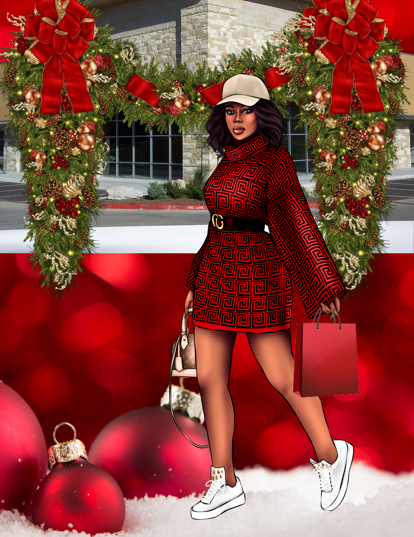 Red & White Christmas Editable Design