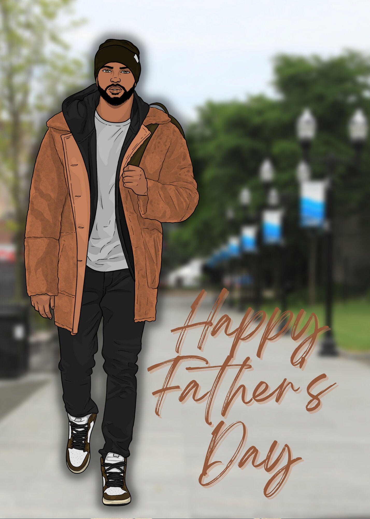 Father’s Day Printable Greeting Card Template, Instant Download, African American, Father and Son, Gifts, Generations, Digital Download