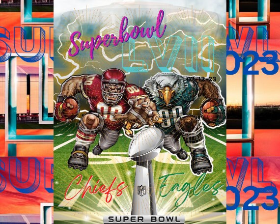 2023 Superbowl download png, Philadelphia, Kansas City, Chiefs, Eagle PNG, superbowl, digital download, superbowl download